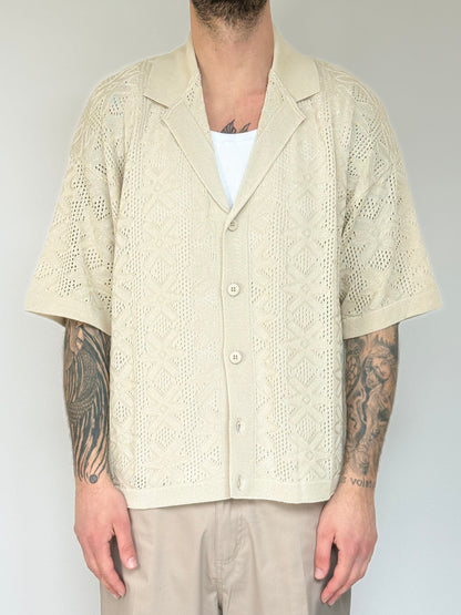 CARDIGAN/CAMICIA IN FILO - BEIGE