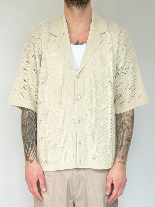 CARDIGAN/CAMICIA IN FILO - BEIGE