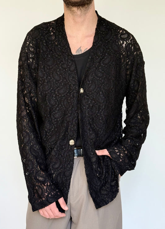 CARDIGAN IN PIZZO M/L - NERO