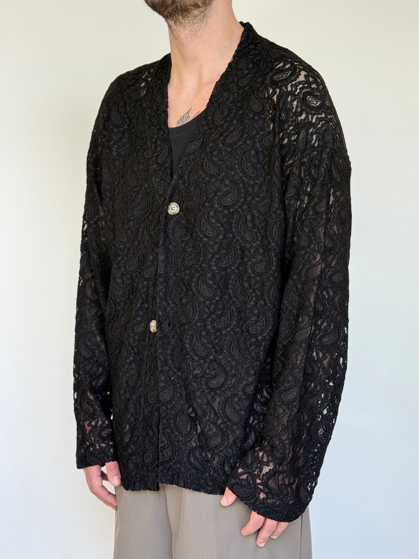 CARDIGAN IN PIZZO M/L - NERO