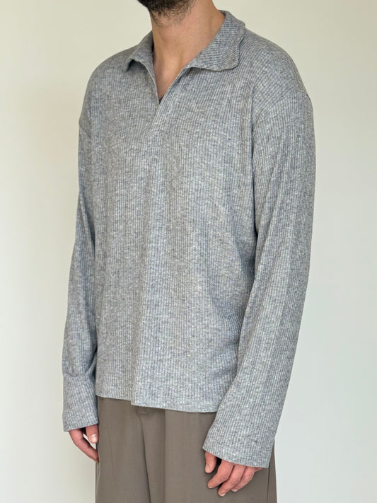 POLO LOOSE M/L IN COSTINA - GRIGIA