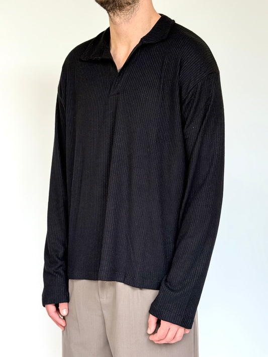 POLO LOOSE M/L IN COSTINA - NERA