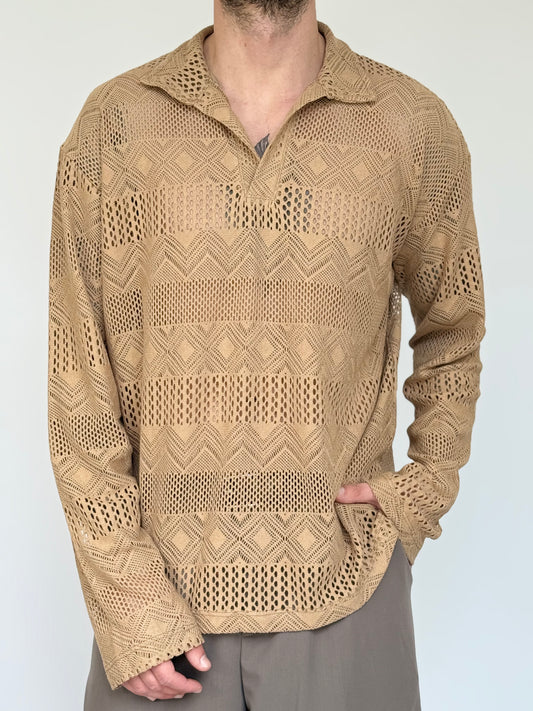 POLO LOOSE TRAFORATA FANTASIA AZTECA - DESERT
