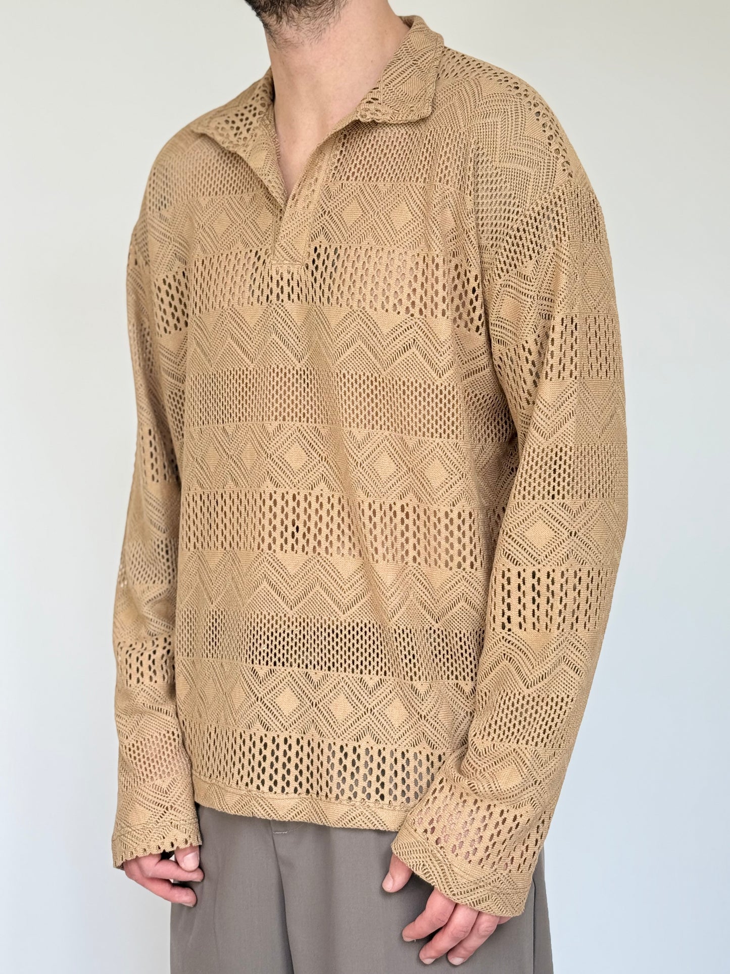 POLO LOOSE TRAFORATA FANTASIA AZTECA - DESERT