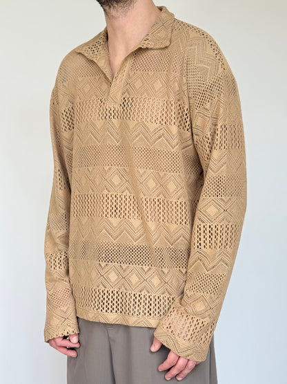 POLO LOOSE TRAFORATA FANTASIA AZTECA - DESERT