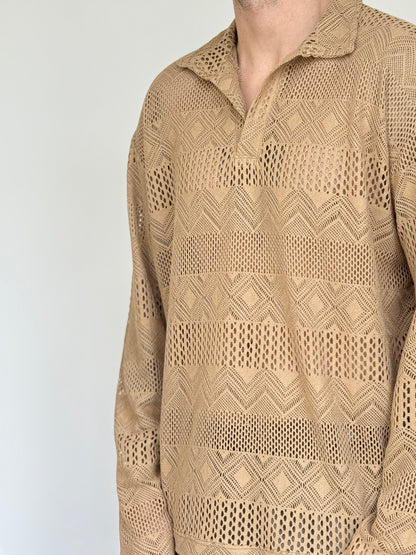 POLO LOOSE TRAFORATA FANTASIA AZTECA - DESERT