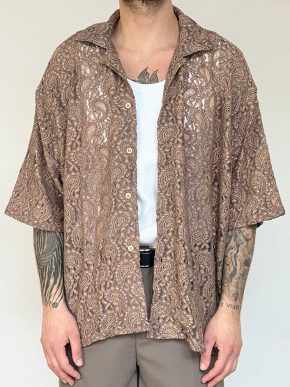 CAMICIA IN PIZZO OVERSIZE - MORO