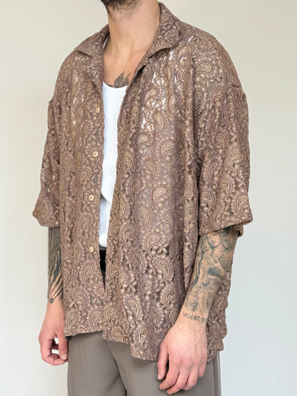 CAMICIA IN PIZZO OVERSIZE - MORO