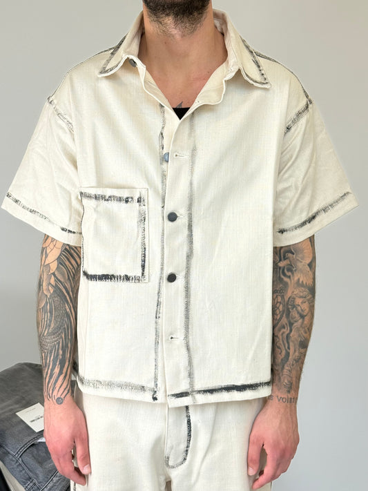 CROP DENIM SHIRT - CHIARA EFFETTO PITTURA
